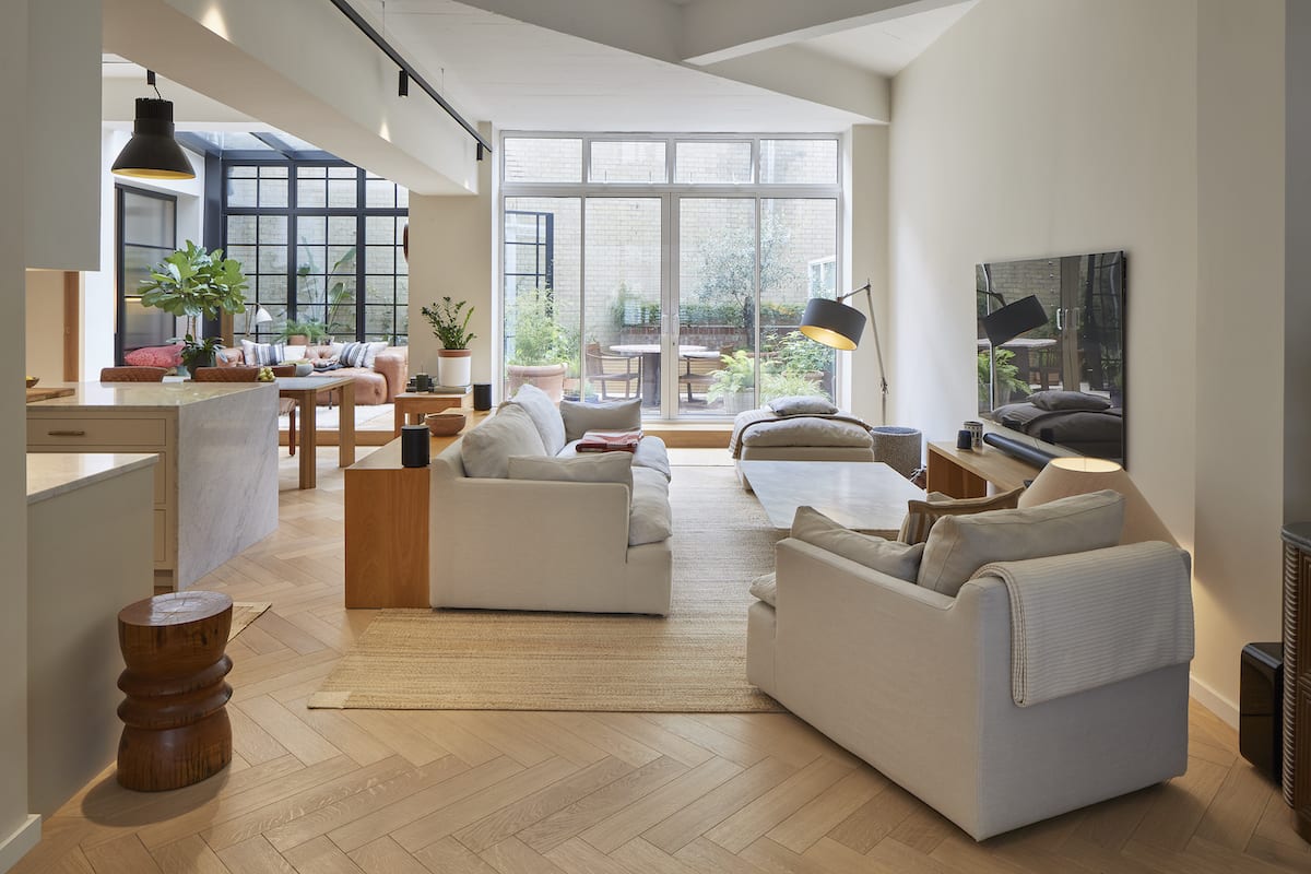 white wood floor